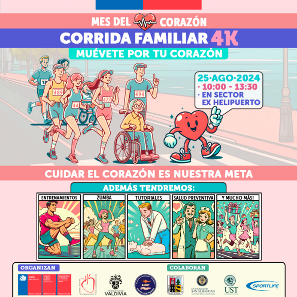 Corrida Familiar 4k “Muévete por tu Corazón” se realizará este domingo 25 en Valdivia